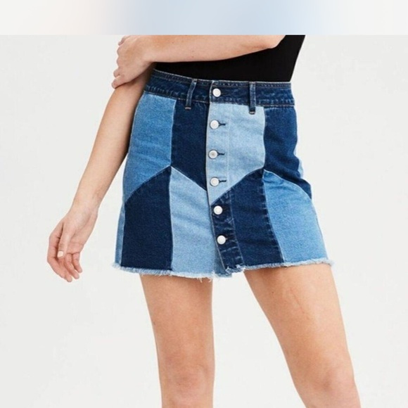 American Eagle Outfitters Dresses & Skirts - AEO HI-RISE festival JEAN SKIRT 12